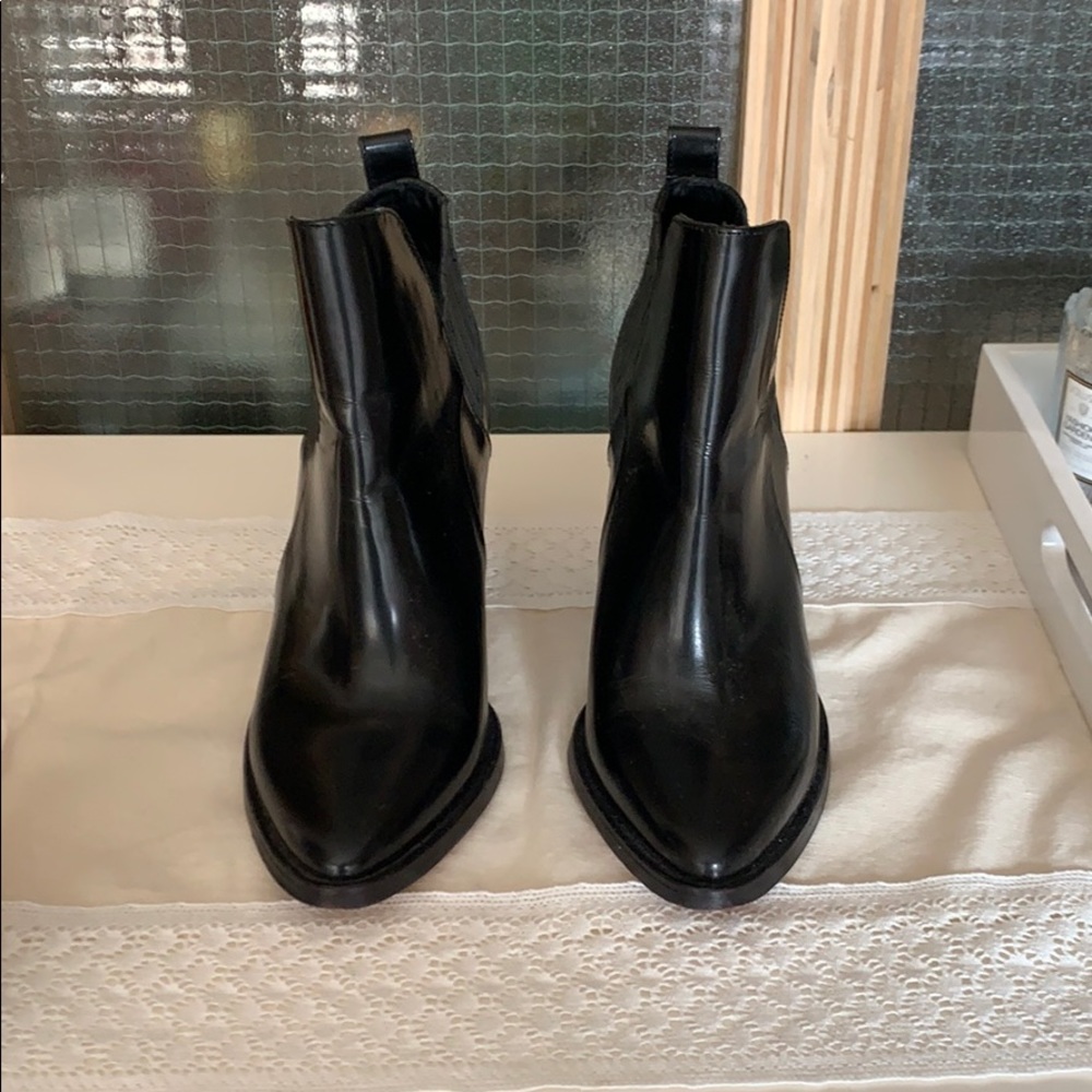 Maje Shiny Black Leather Booties 38